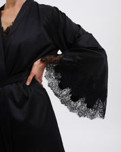 Satin Robe S03406 black