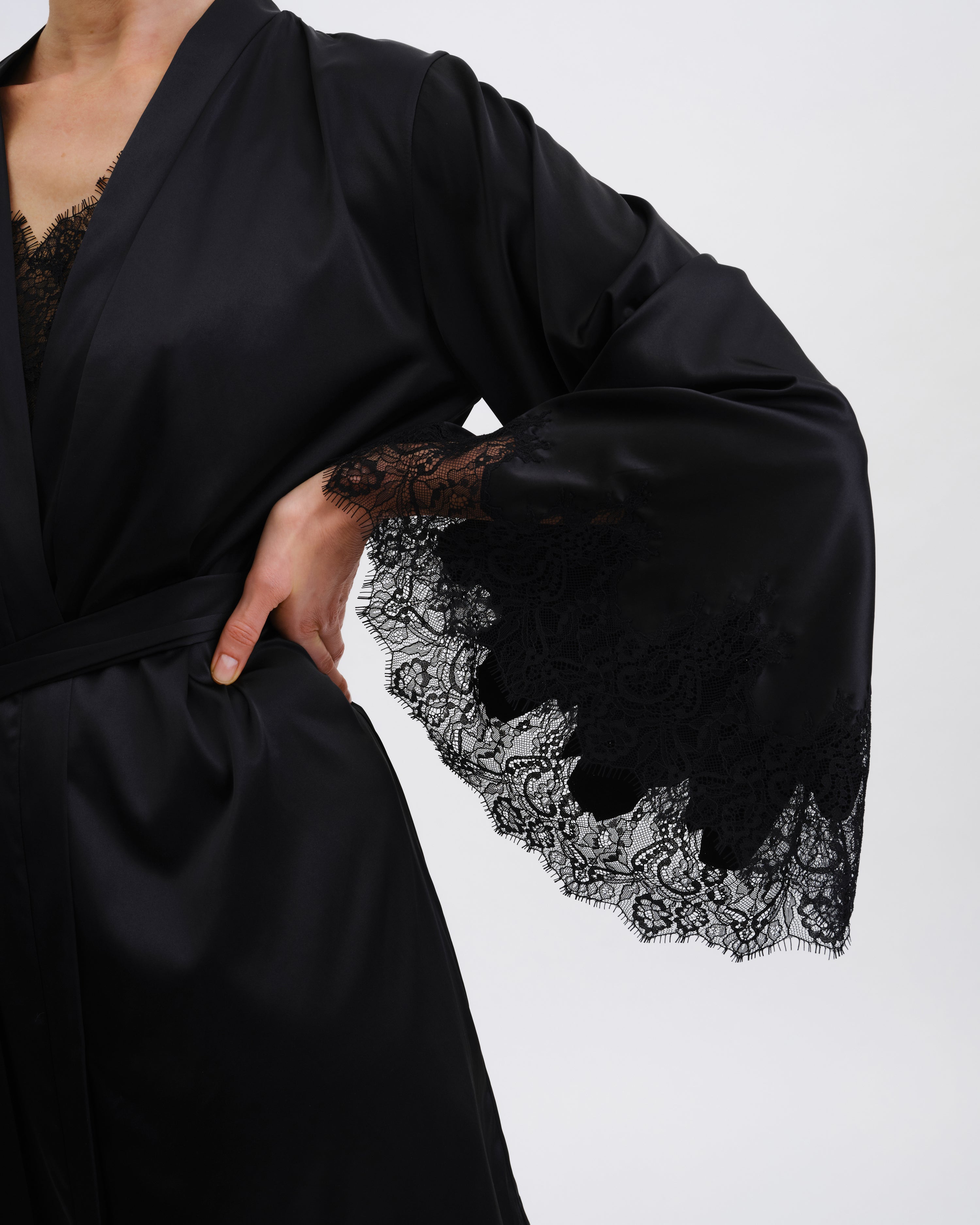 Satin Robe S03406 black