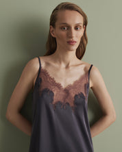 Satin Chemise spaghetti strap S03407 grey
