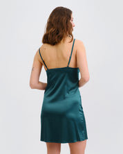Satin Chemise spaghetti strap S03407 emerald
