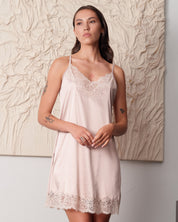 Satin Chemise spaghetti strap S03411 rose gold
