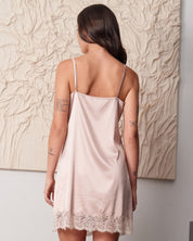 Satin Chemise spaghetti strap S03411 rose gold