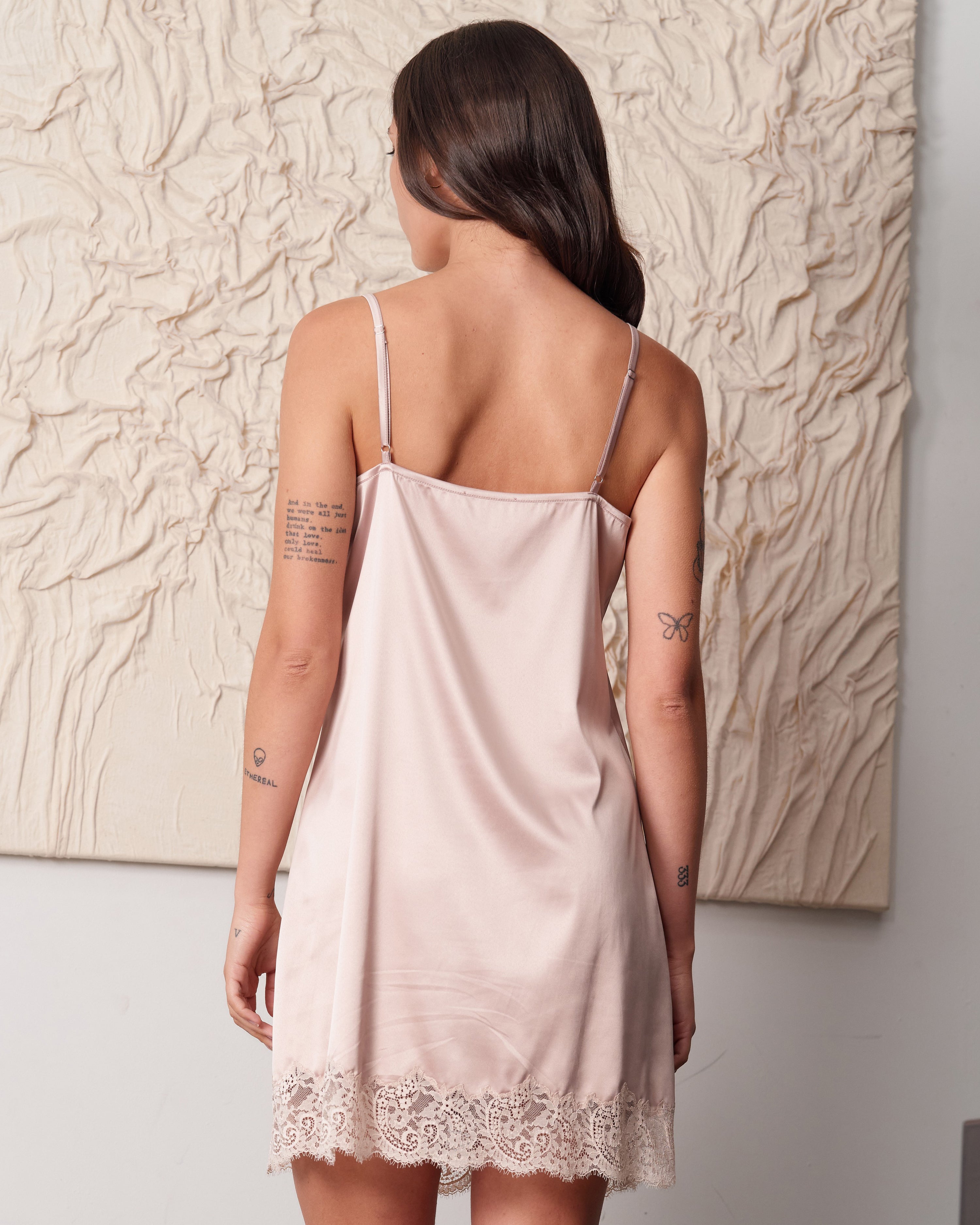 Satin Chemise spaghetti strap S03411 rose gold