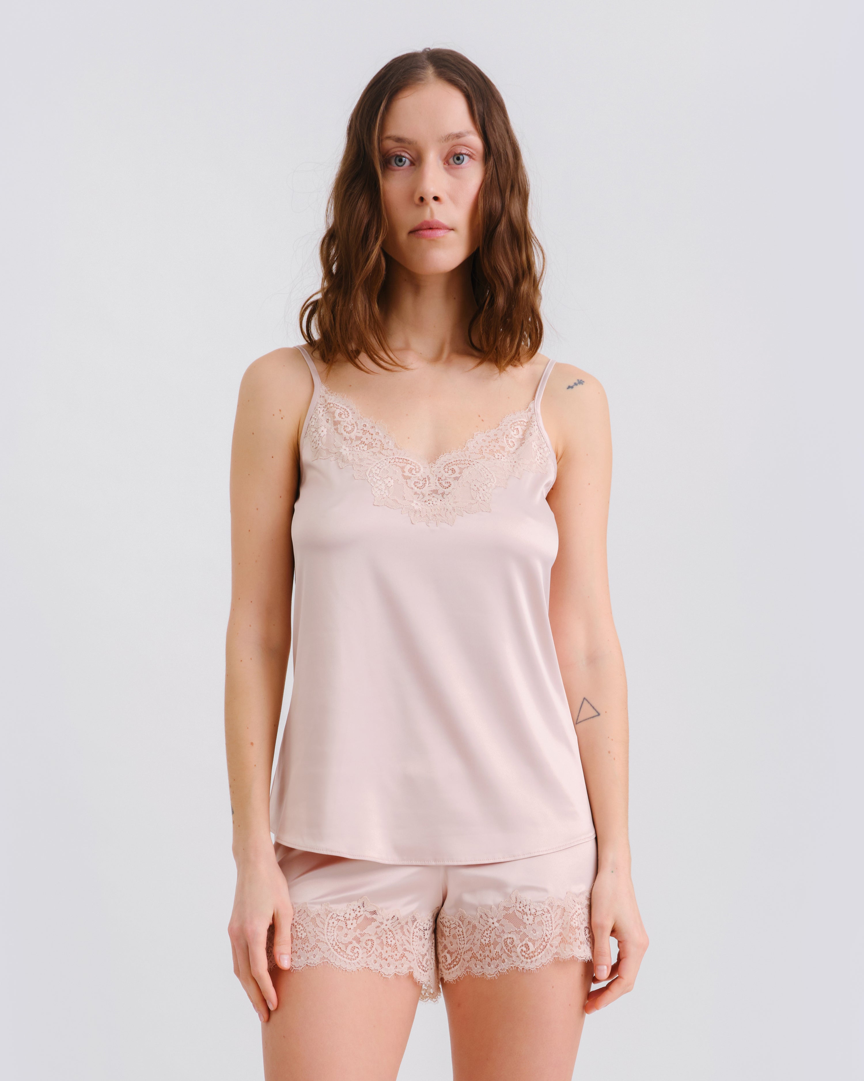 Satin cami shorts Set S03412 rose gold