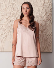 Satin cami shorts Set S03412 rose gold