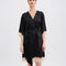 Satin 3/4 sleeve Robe S03414 black