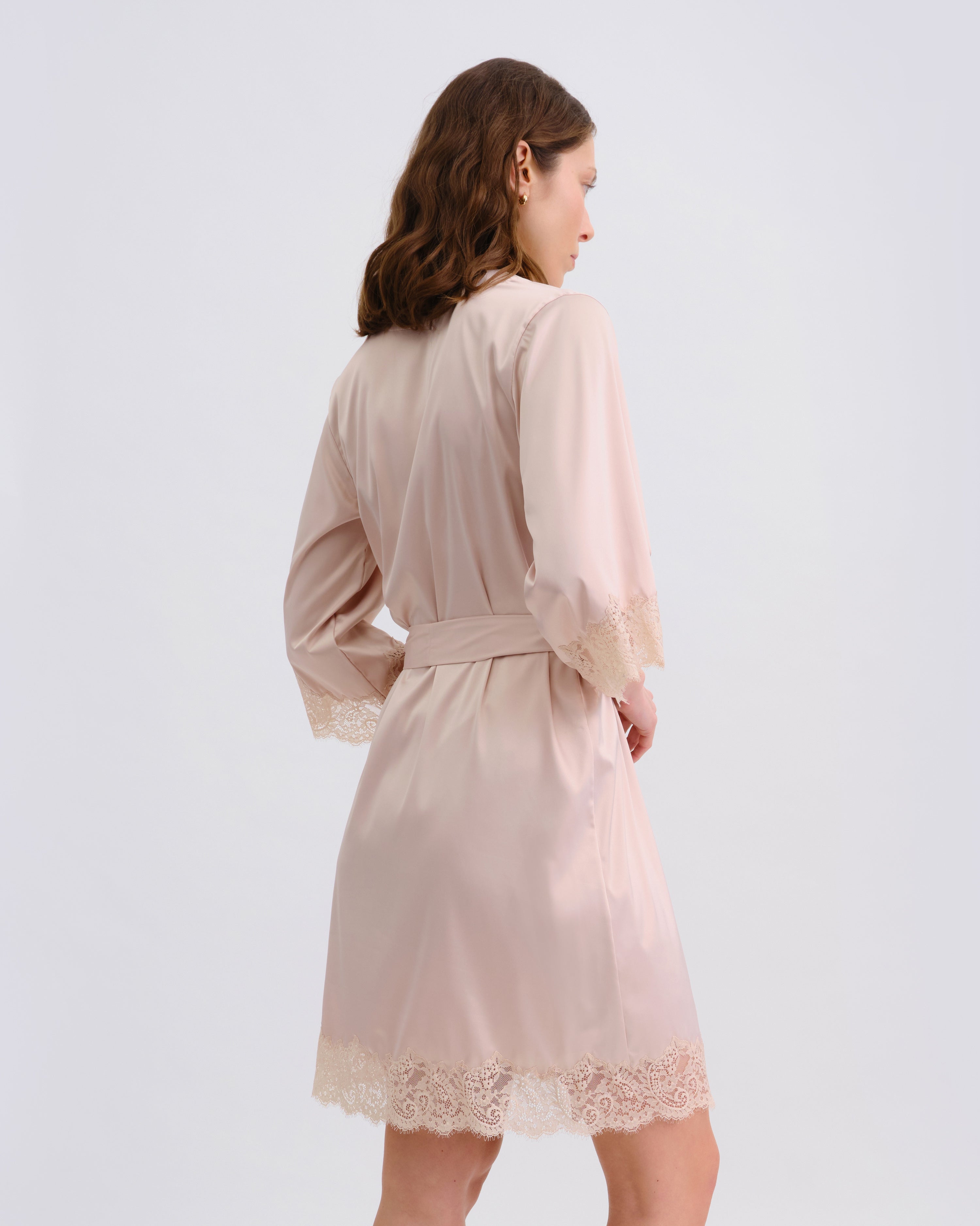 Satin 3/4 sleeve Robe S03414 rose gold