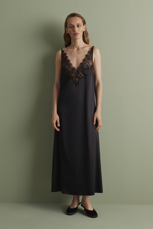 Women's satin nighgown spaghetti strap S03418