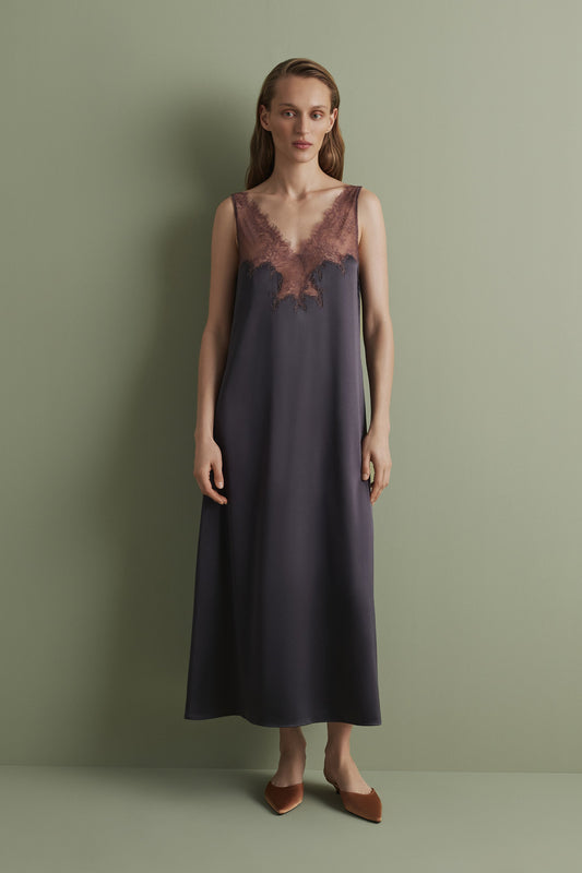 Women's satin nighgown spaghetti strap S03418