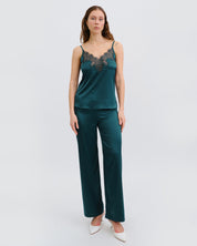 Satin camisole Pajama S03419 emerald