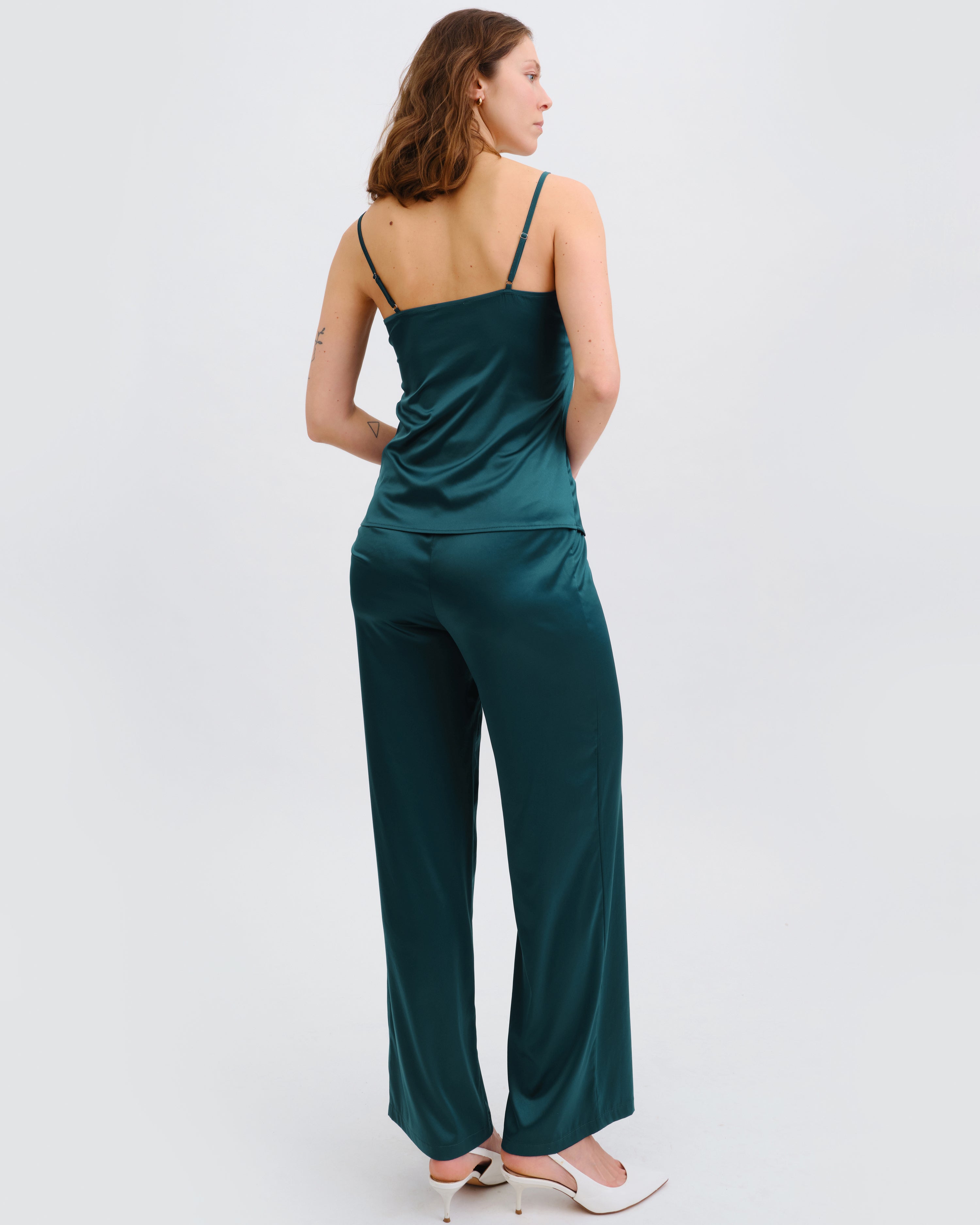 Satin camisole Pajama S03419 emerald