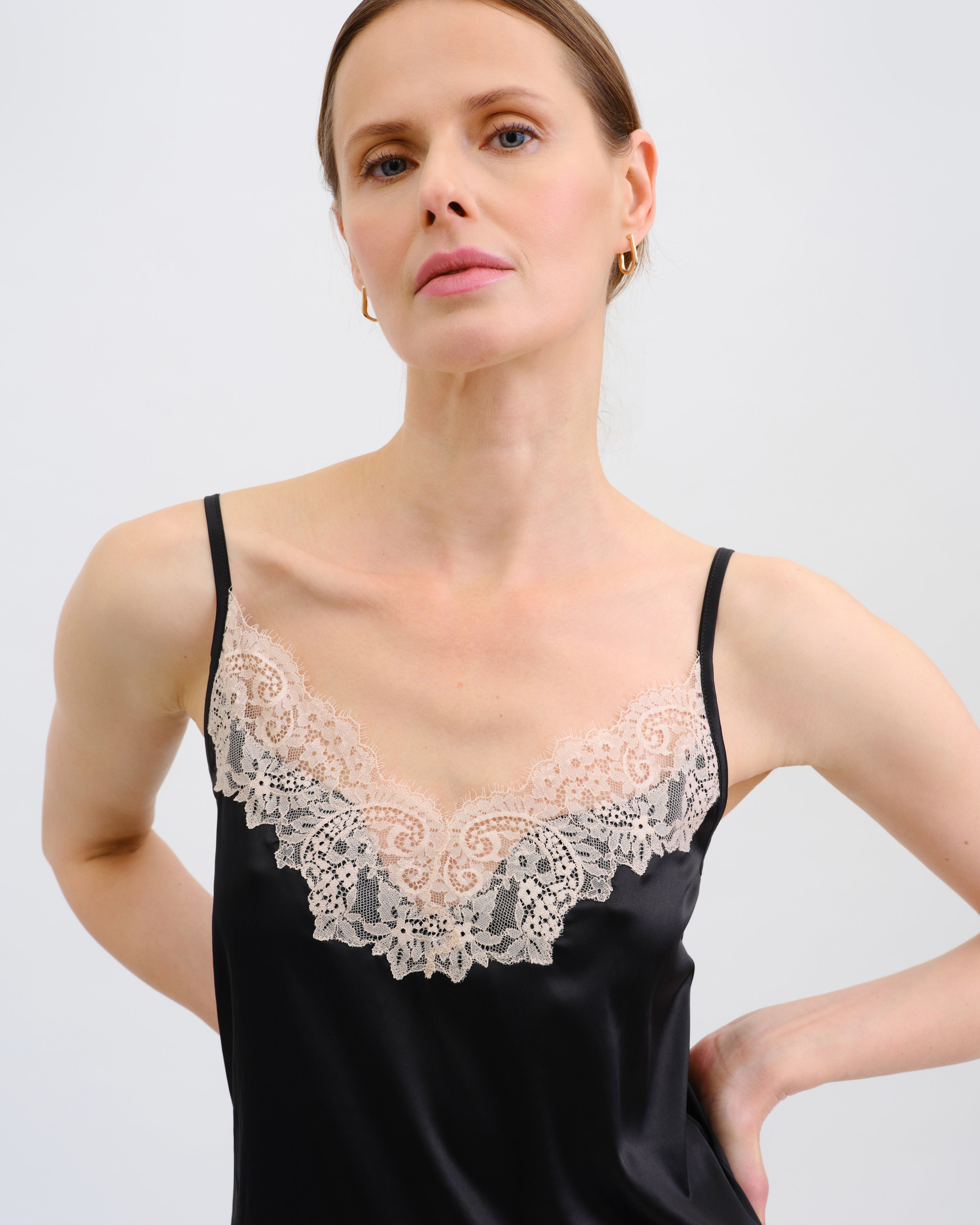 Satin camisole Pajama S03421 black