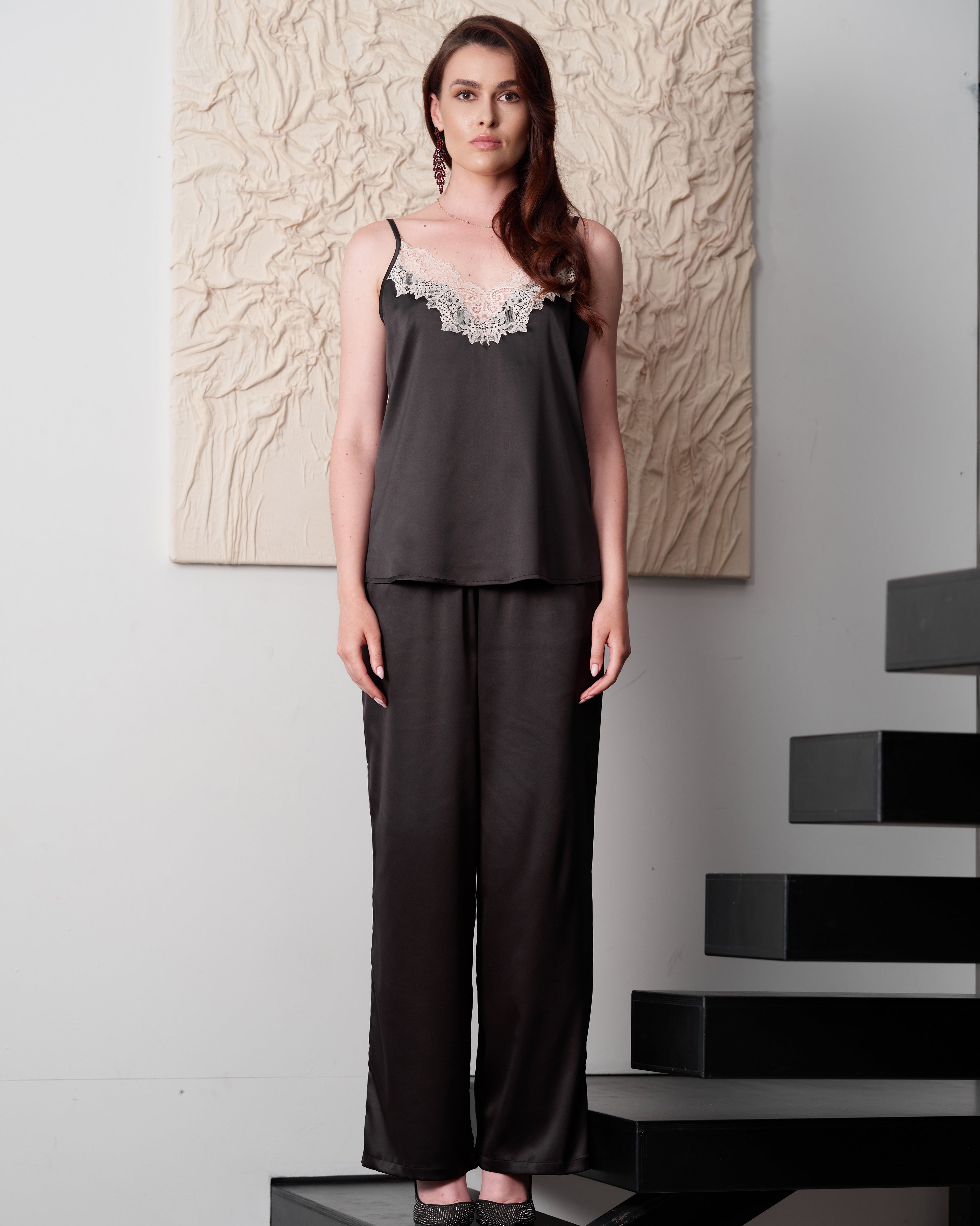 Satin camisole Pajama S03421 black