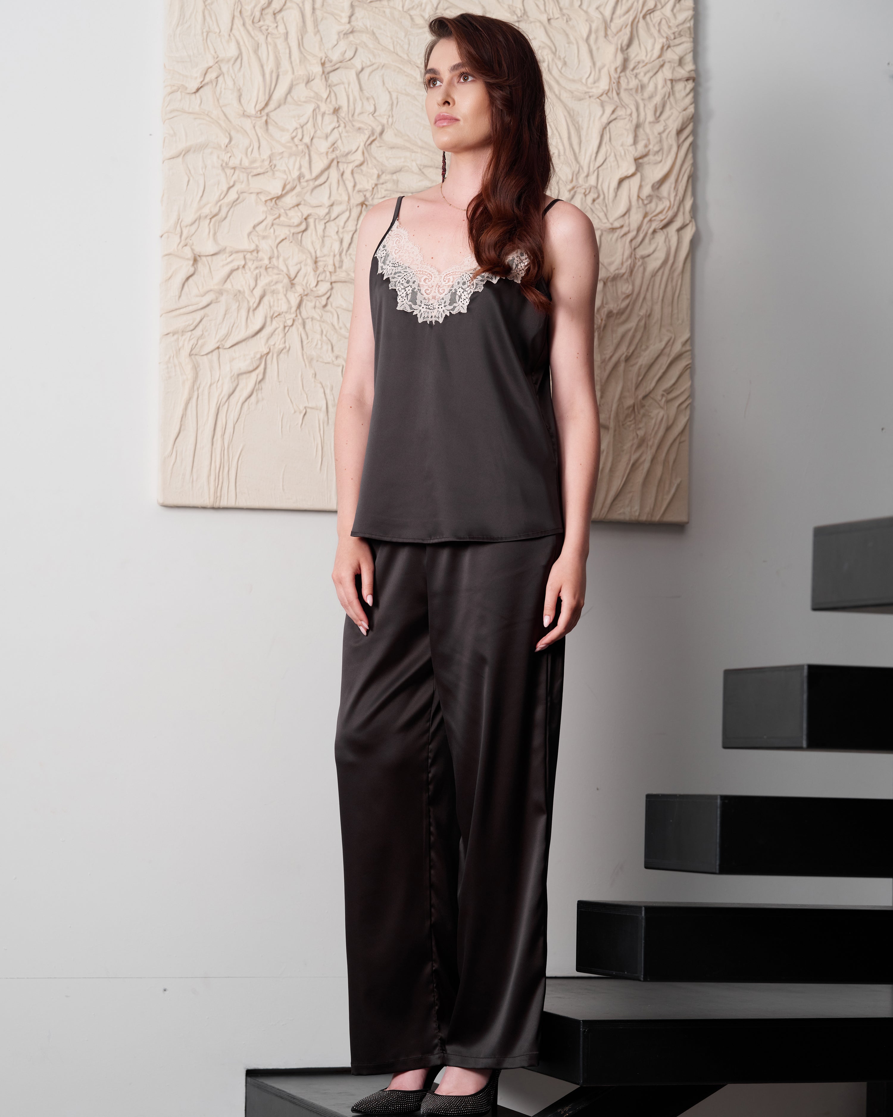 Satin camisole Pajama S03421 black