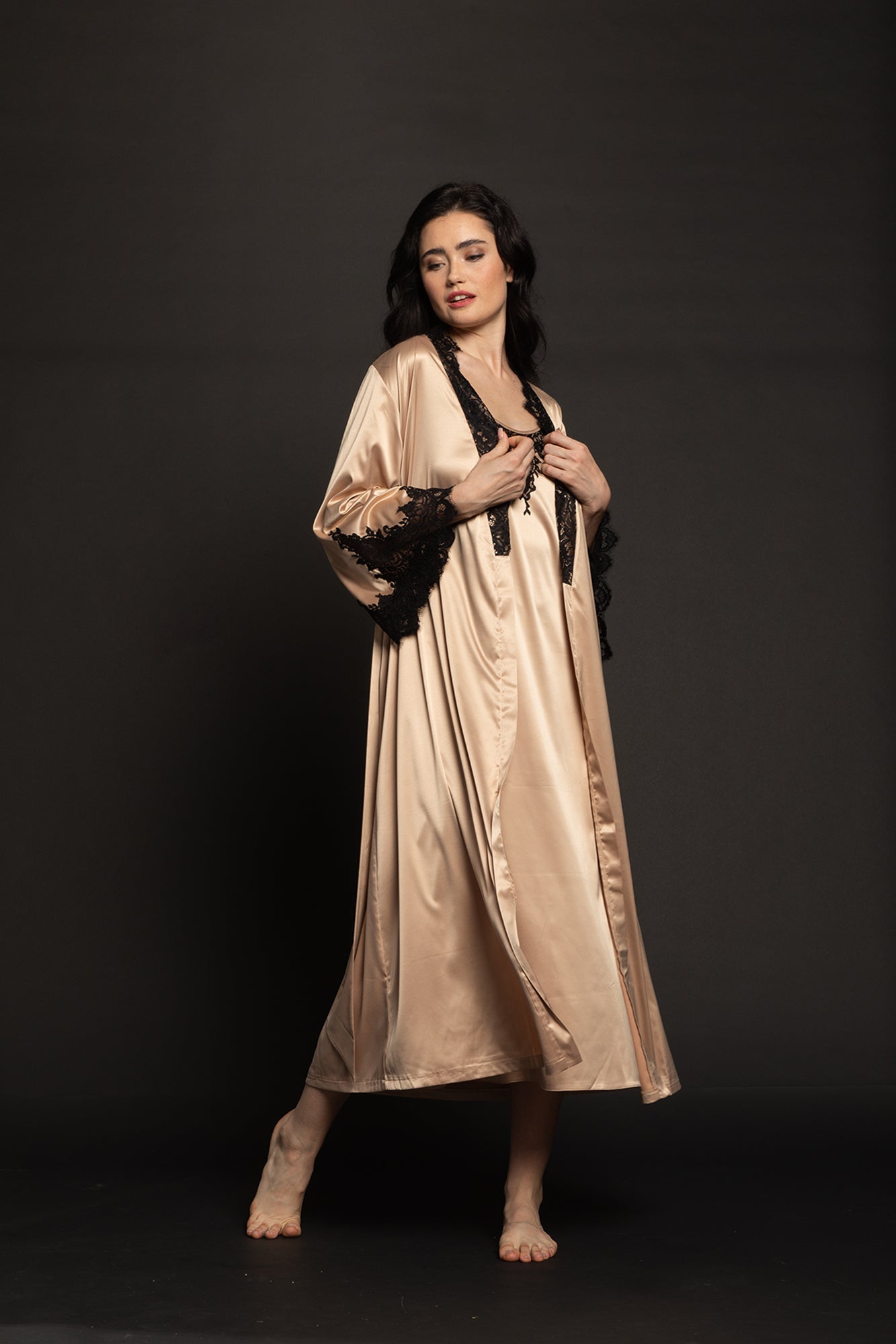 Women's silk satin Robe S03186